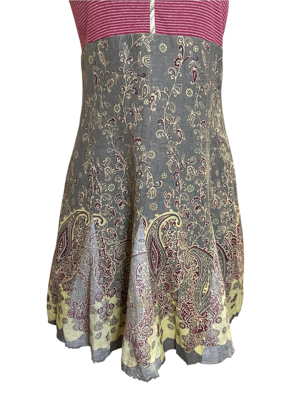 Free People Heartland Paisleys Mini Dress 8 Pink Gray Flowy Cottagecore Festival - Picture 4 of 11